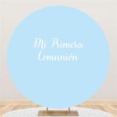 Lofaris Circle Mi Primera Comunion Round Blue Baby Shower Backdrop